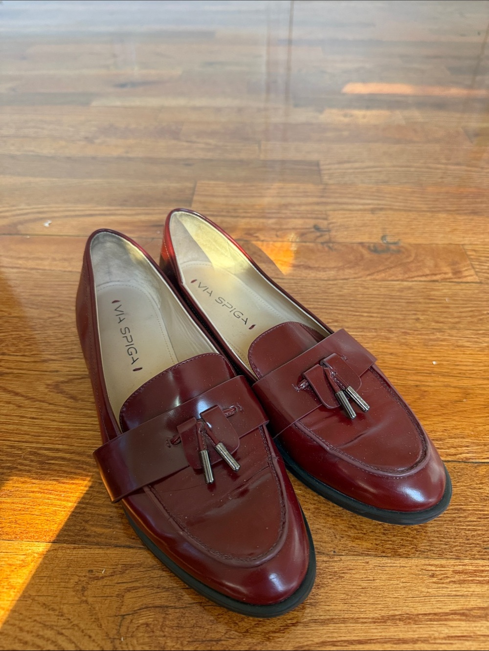 Via Spiga Women's Wine Red Tassel Loafers